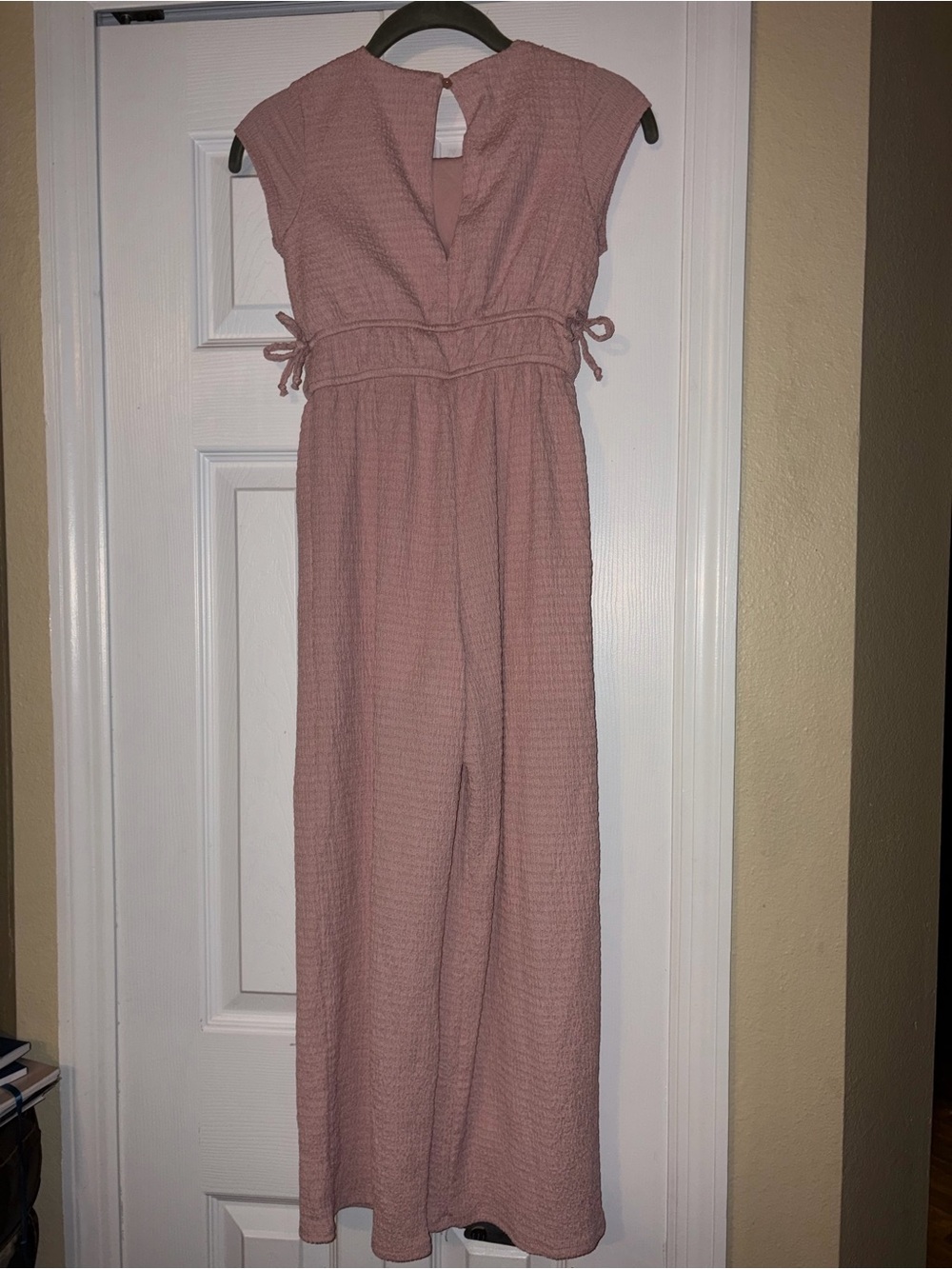 Three Pink Hearts Dusty Pink Textured Wide Leg Jumpsuit Size M